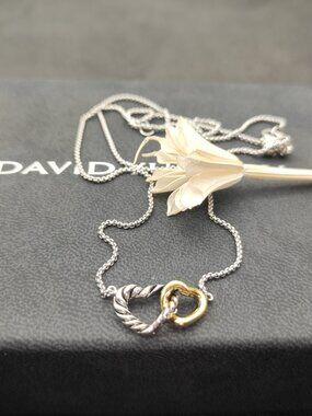 David Yurman Double Heart Button Colored Necklace